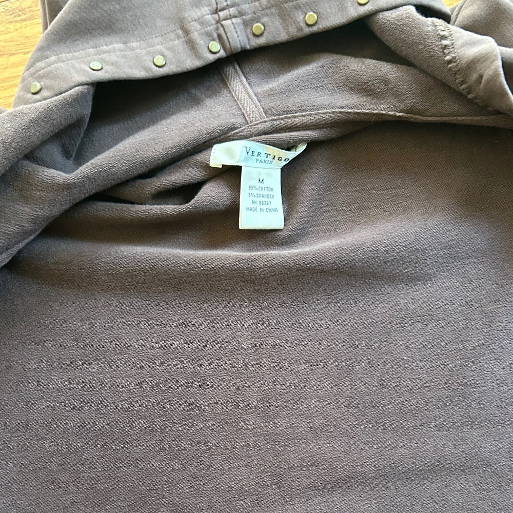 Vertigo Paris Brown Studded and Embroidered Top with Hoodie, Size M - Picture 14 of 16